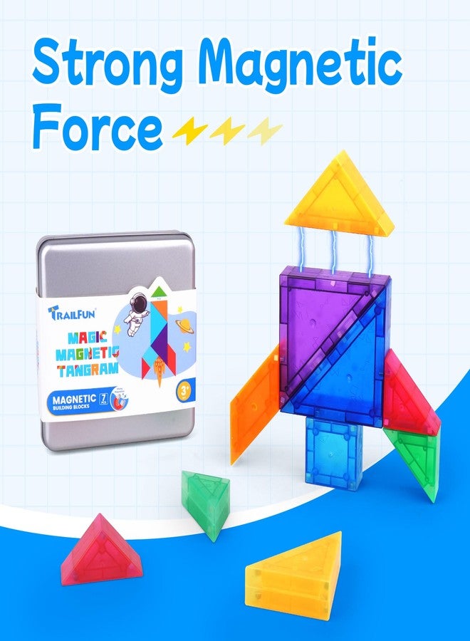 TrailFun Magnetic Tangrams,Magnet Blocks STEM Montessori Toys for Kids, Educational Travel Activity Toddler - Image 2